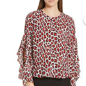 Robert Rodriguez Leopard Ruffle Sleeve Top-NWT-4